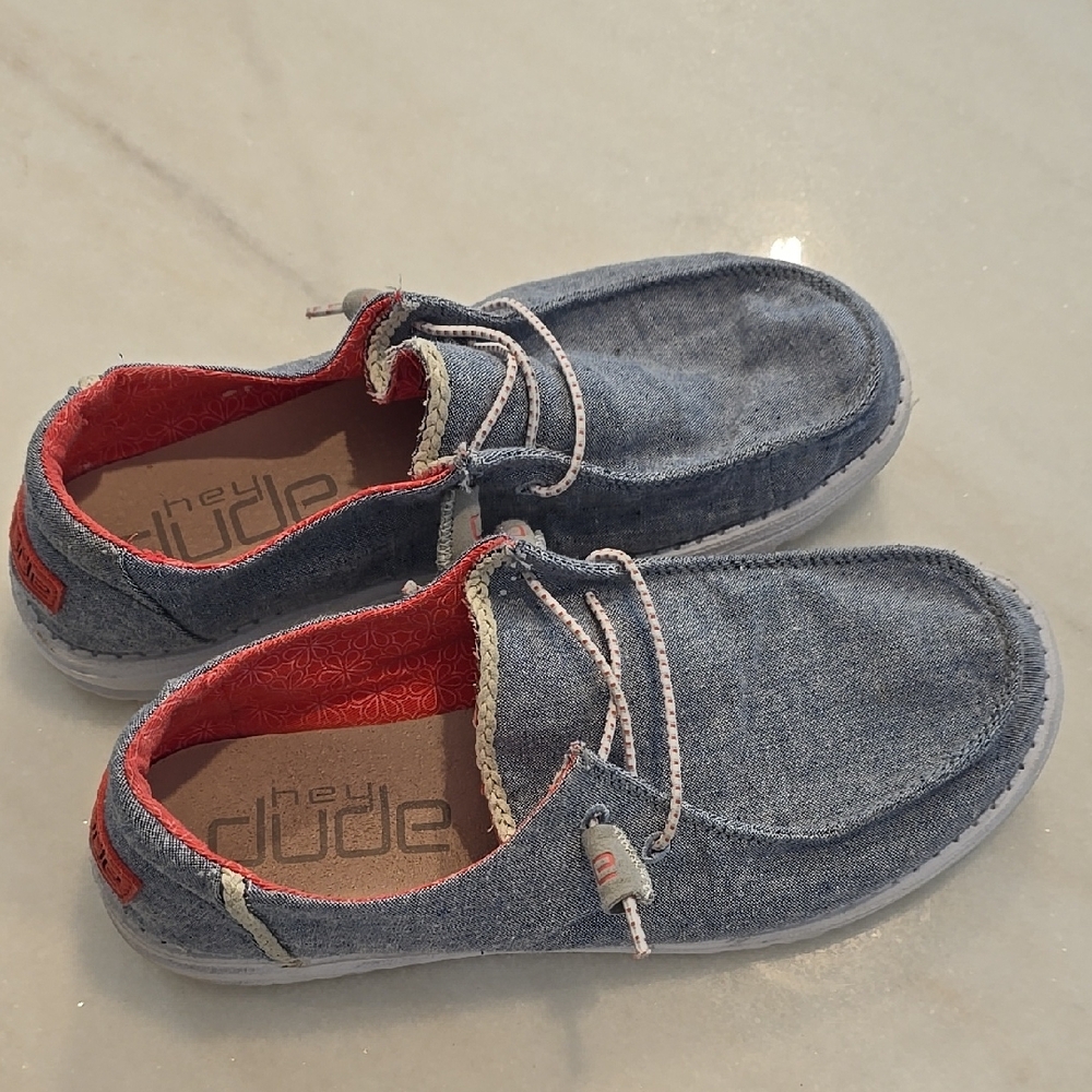Hey Dude Womens Denim Blue Shoes